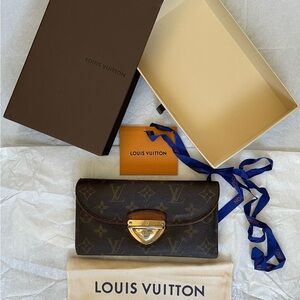 100% AUTH LOUIS VUITTON EUGENIE PORTEF MONOGRAM CANVAS LEATHER BAG WALLET CLUTCH